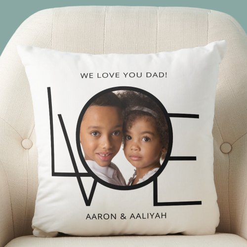 Personalized We Love You Dad Photo Fathers Day Throw Pillow