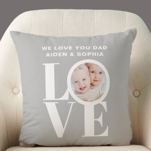 Personalized We Love You Dad Photo Throw Pillow