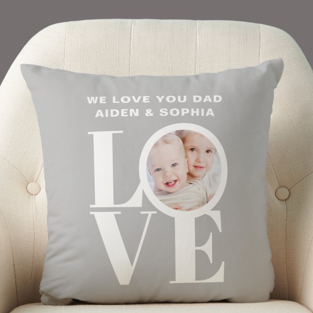 Personalized We Love You Dad Photo Throw Pillow (Creator Uploaded)