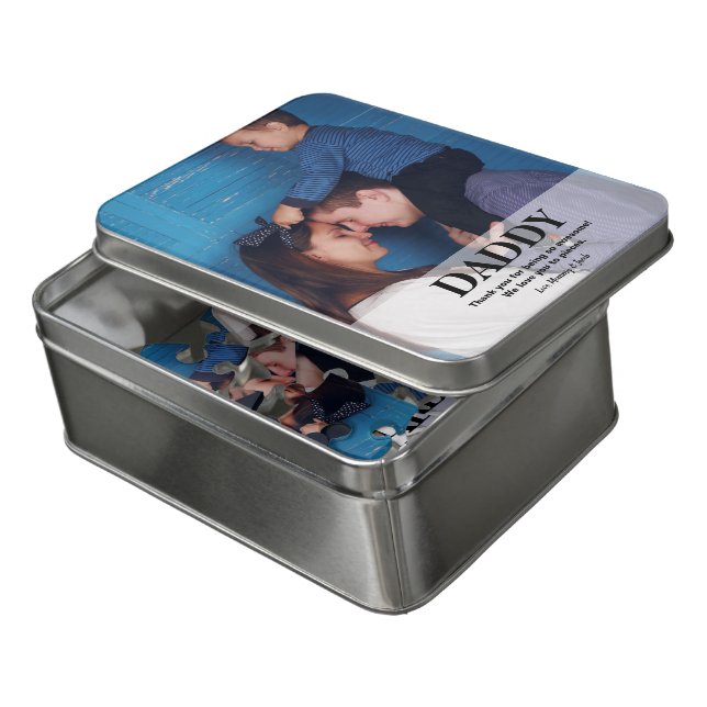 Personalized We love you Daddy photo Father's day Jigsaw Puzzle (Lid Open)