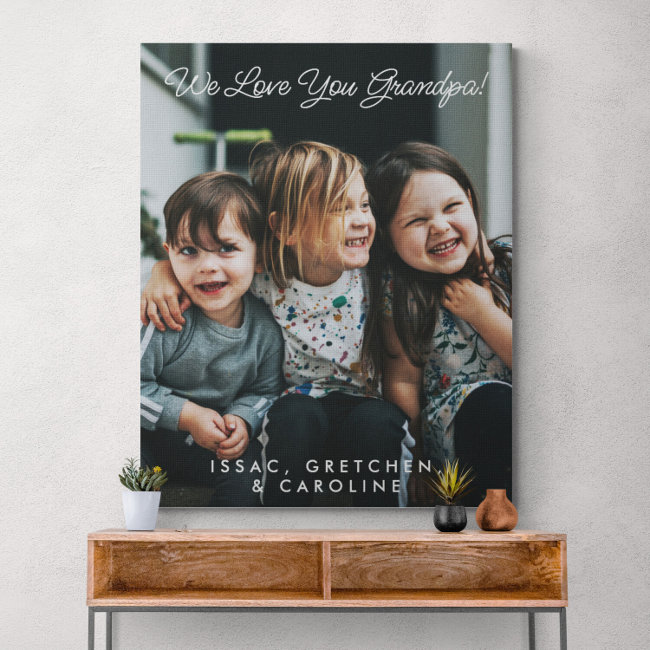 Personalized We Love You Grandpa Photo Script  Canvas Print