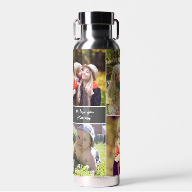 Personalized we love you mommy Photo Collage Water Bottle (Front)