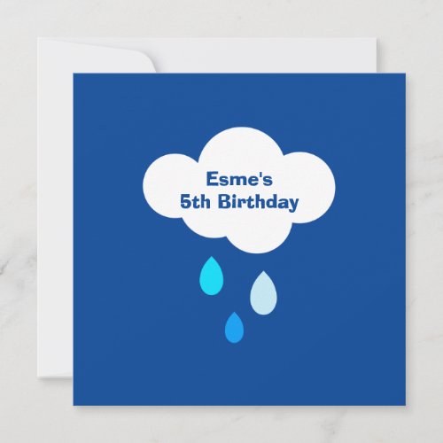 Personalized Weather Cloud and Raindrops Birthday