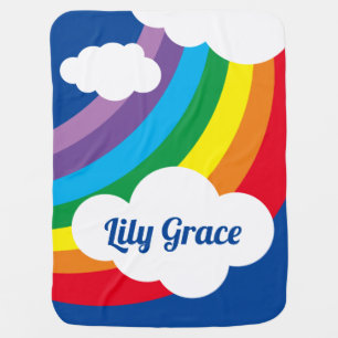 Personalized Weather, Rainbow and Clouds Baby Blanket