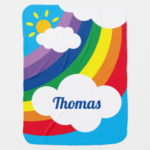Personalized Weather, Rainbow, Clouds and Sunshine Baby Blanket