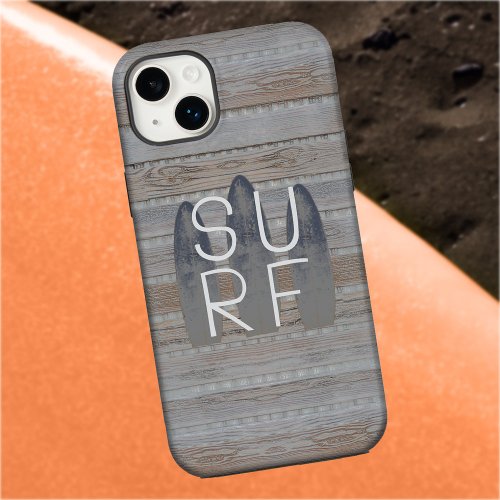 Personalized Weathered Beach Driftwood Surfboard Case_Mate iPhone 14 Plus Case