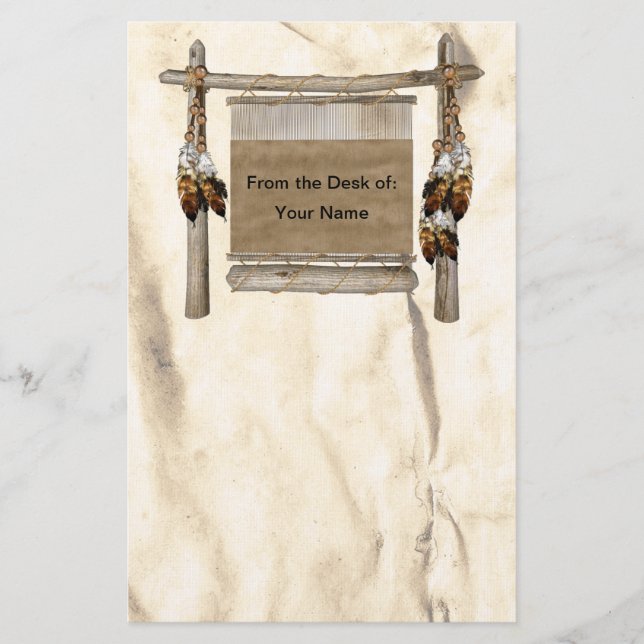 Personalized Weaving Loom Native American  Station Stationery (Front)