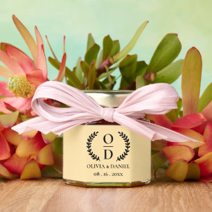 Personalized Weddding Monogram Minimalist Floral Honey Jar Favors