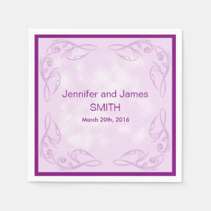 Personalized Wedding Abstract Swirl Purple Napkins