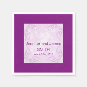 Personalized Wedding Abstract Swirl Purple Paper Napkins
