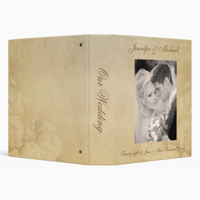 Personalized Wedding Album - Antique Roses Binder (Background)