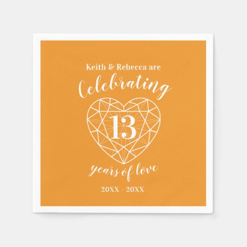 Personalized wedding anniversary 13 years citrine napkins