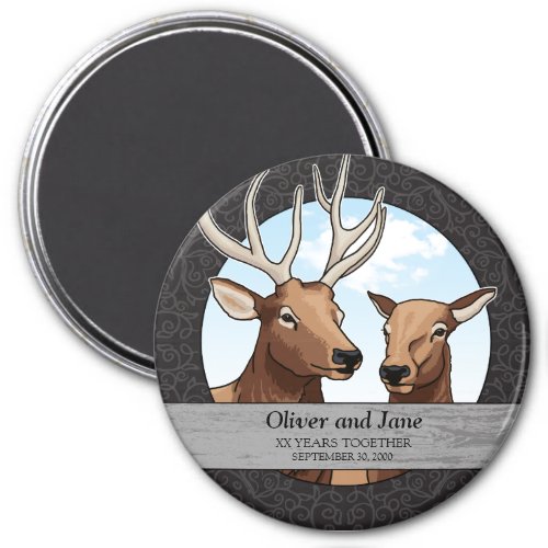 Personalized Wedding Anniversary Elk Pair Magnet