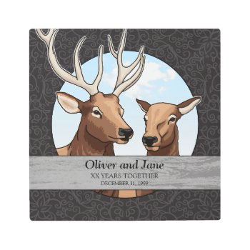 Personalized Wedding Anniversary  Elk Wildlife Metal Print by DuchessOfWeedlawn at Zazzle