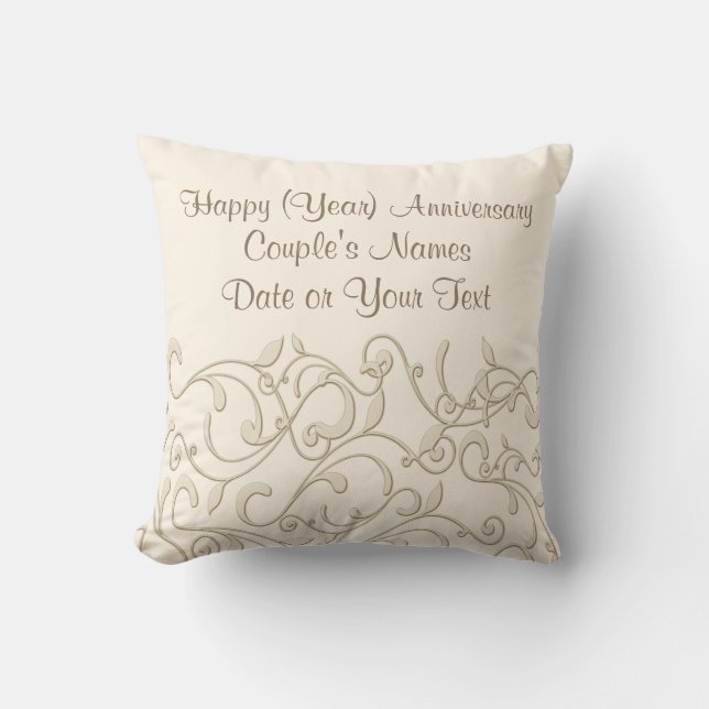 Personalized Wedding Anniversary Gift by the Year Throw Pillow (Front)