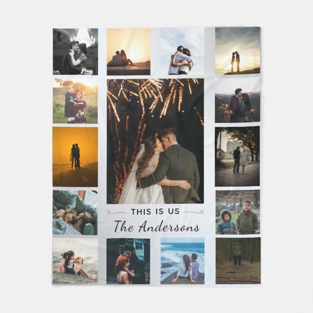 Personalized Wedding Anniversary Gift Fleece Blanket (Front)