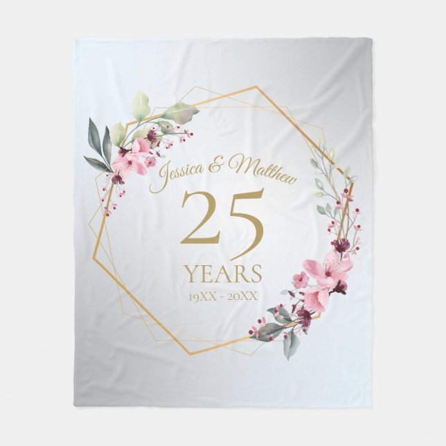 Personalized Wedding Anniversary Gift Fleece Blanket (Front)