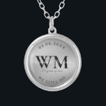Personalized Wedding Anniversary Gift Silver Plated Necklace<br><div class="desc">Celebrate your love story with this personalized wedding anniversary gift, a meaningful keepsake that captures the essence of your relationship. This elegant necklace can be customized with your special names, initials, date, and a heartfelt personalized message, making it the perfect symbol of your bond. Ideal for personalized anniversary gifts for...</div>