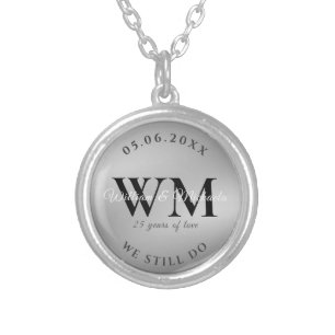 Personalized Wedding Anniversary Gift Silver Plated Necklace