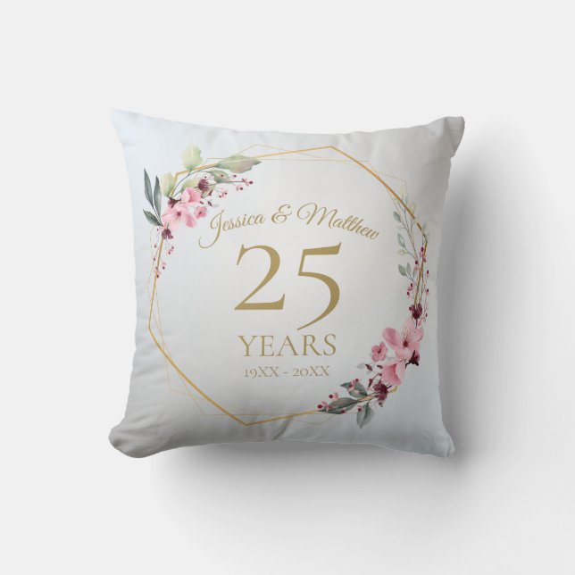 Personalized Wedding Anniversary Gift Throw Pillow (Front)