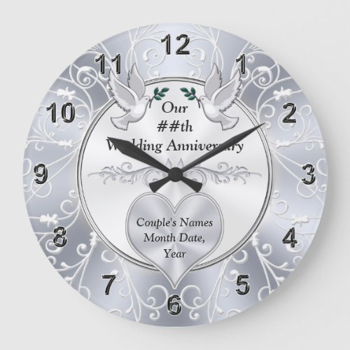 Personalized Wedding Anniversary Gifts ANY YEAR Large Clock