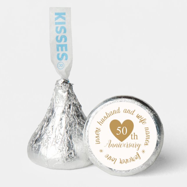 Personalized Wedding Anniversary Golden Heart Hershey®'s Kisses® (Front)