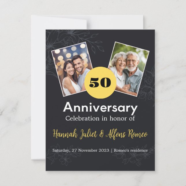 Personalized Wedding Anniversary Invitation Card (Front)