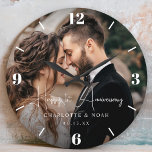 Personalized Wedding Anniversary  Large Clock<br><div class="desc">Commemorate your special moments with our Personalized Wedding Anniversary Large Clock,  featuring a modern design with chic script. Personalize it with your favorite couple photo to create an elegant and meaningful anniversary gift,  perfect for celebrating your wedding day or as a unique Valentine's Day keepsake!</div>
