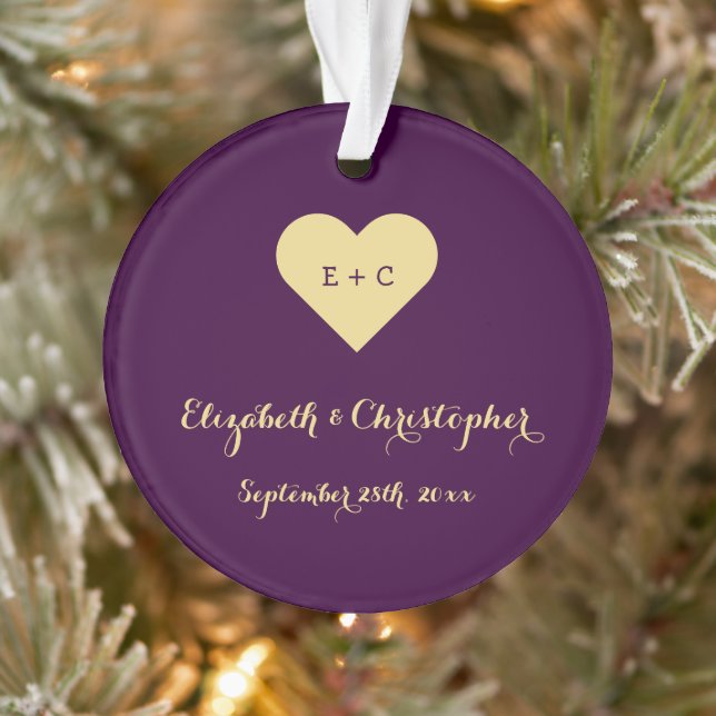 Personalized Wedding Anniversary Monogram Heart Ornament (Tree)