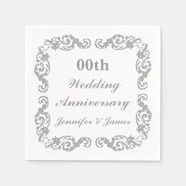 Personalized Wedding Anniversary Napkin (Front)