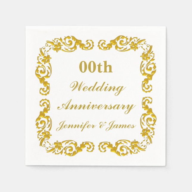 Personalized Wedding Anniversary Napkin (Front)