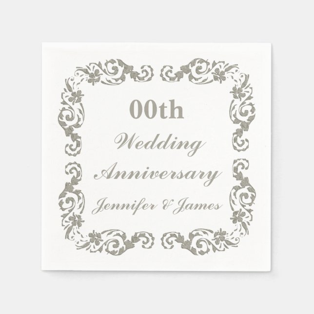 Personalized Wedding Anniversary Napkin (Front)