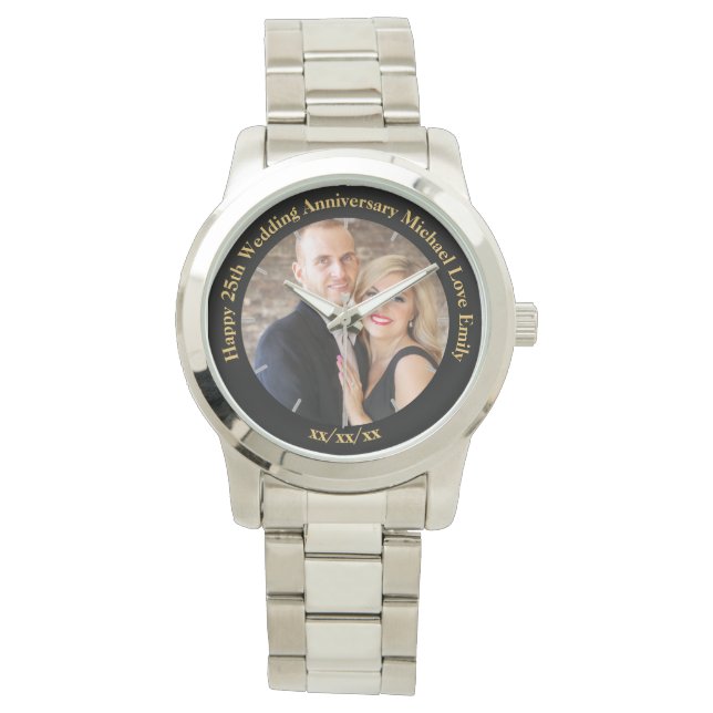 Personalized Wedding Anniversary PHOTO Custom Him Watch (Front)