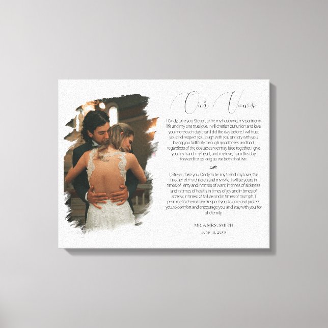 Personalized Wedding Anniversary Photo & Vows Canvas Print (Front)