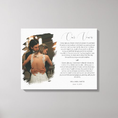 Personalized Wedding Anniversary Photo  Vows Canvas Print