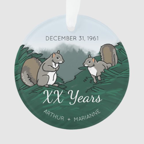 Personalized Wedding Anniversary Squirrels Ornament