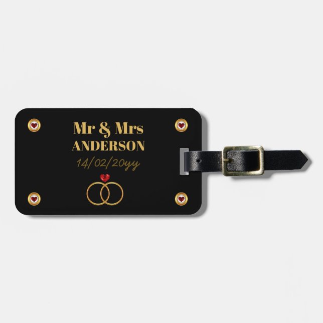 Personalized Wedding / Anniversary / Vow Renewal Luggage Tag (Front Horizontal)
