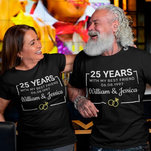 Personalized Wedding Anniversary With Couple Names T_Shirt
