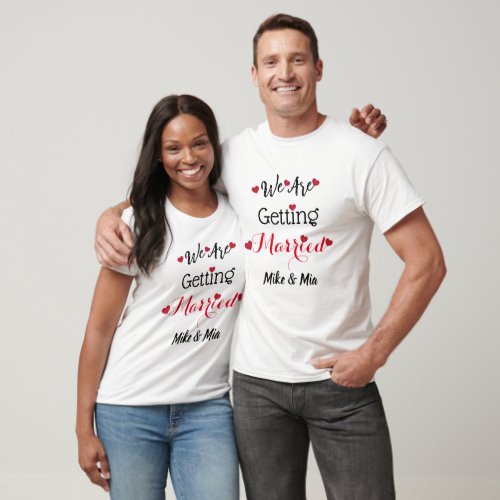 Personalized Wedding Announcement White Couples T_Shirt