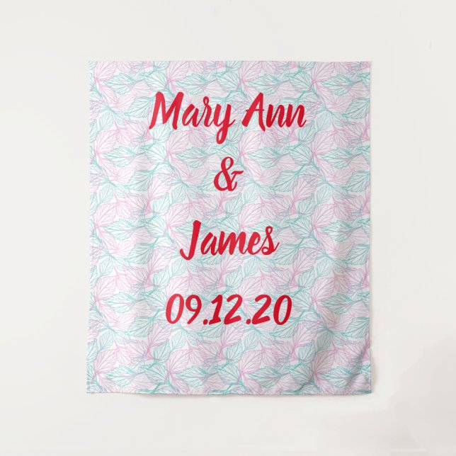 Personalized Wedding Backdrop Leaves Pattern (Front)