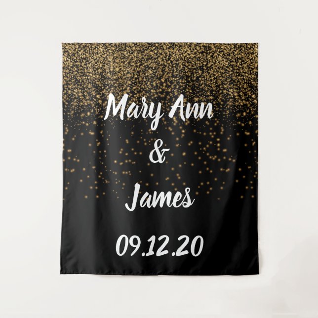Personalized Wedding Backdrop Pink Gold Lights (Front)