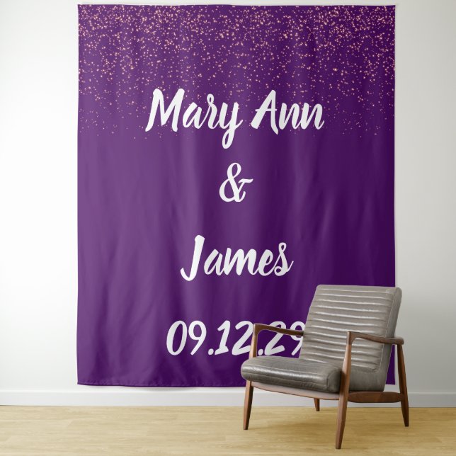 Personalized Wedding Backdrop Pink Gold Lights (In Situ)