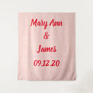 Personalized Wedding Backdrop Pink Gold Lights