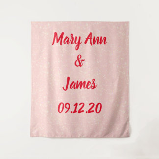 Personalized Wedding Backdrop Pink Gold Lights