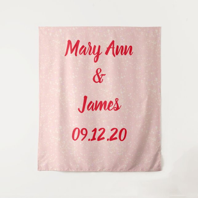Personalized Wedding Backdrop Pink Gold Lights (Front)