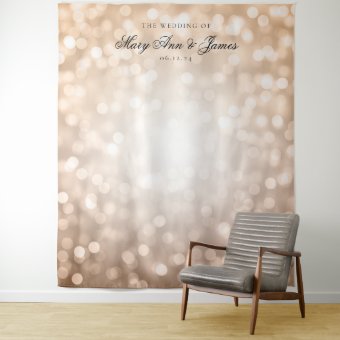 Personalized Wedding Backdrop Rose Gold Lights | Zazzle