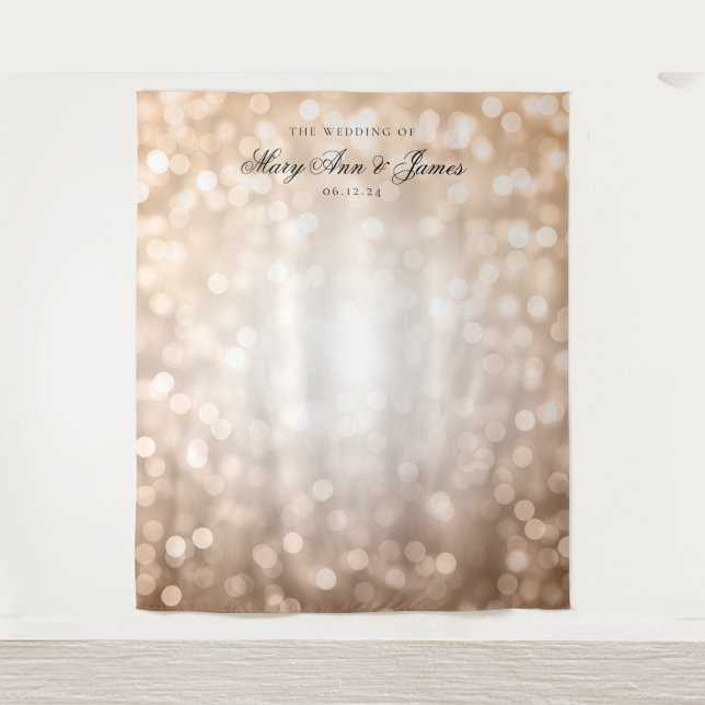 Personalized Wedding Backdrop Rose Gold Lights (Front)
