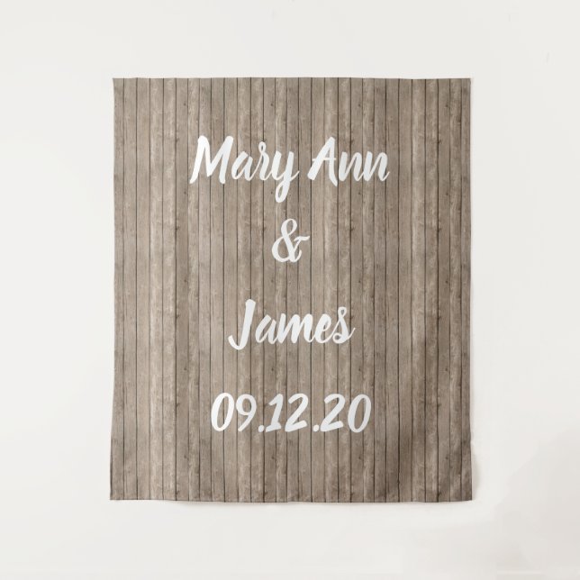 Personalized Wedding Backdrop Wood Background (Front)