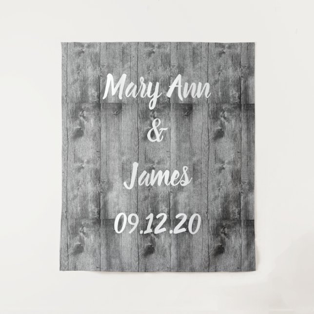 Personalized Wedding Backdrop Wood Background (Front)