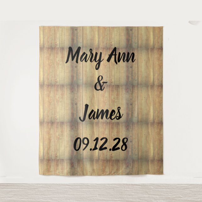 Personalized Wedding Backdrop Wood Background (Front)